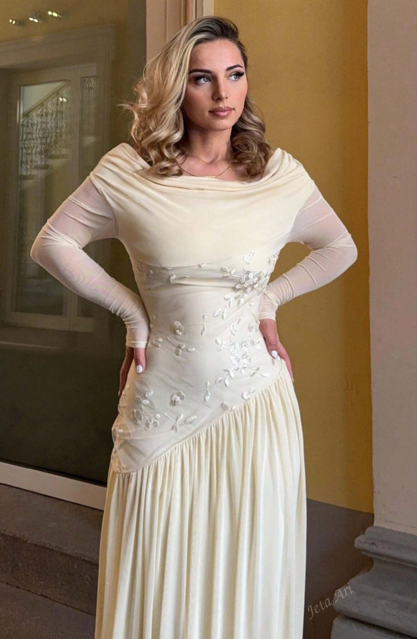 Off-Shoulder Embellished Gown