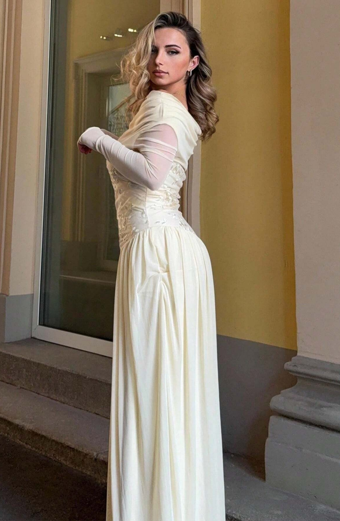 Off-Shoulder Embellished Gown