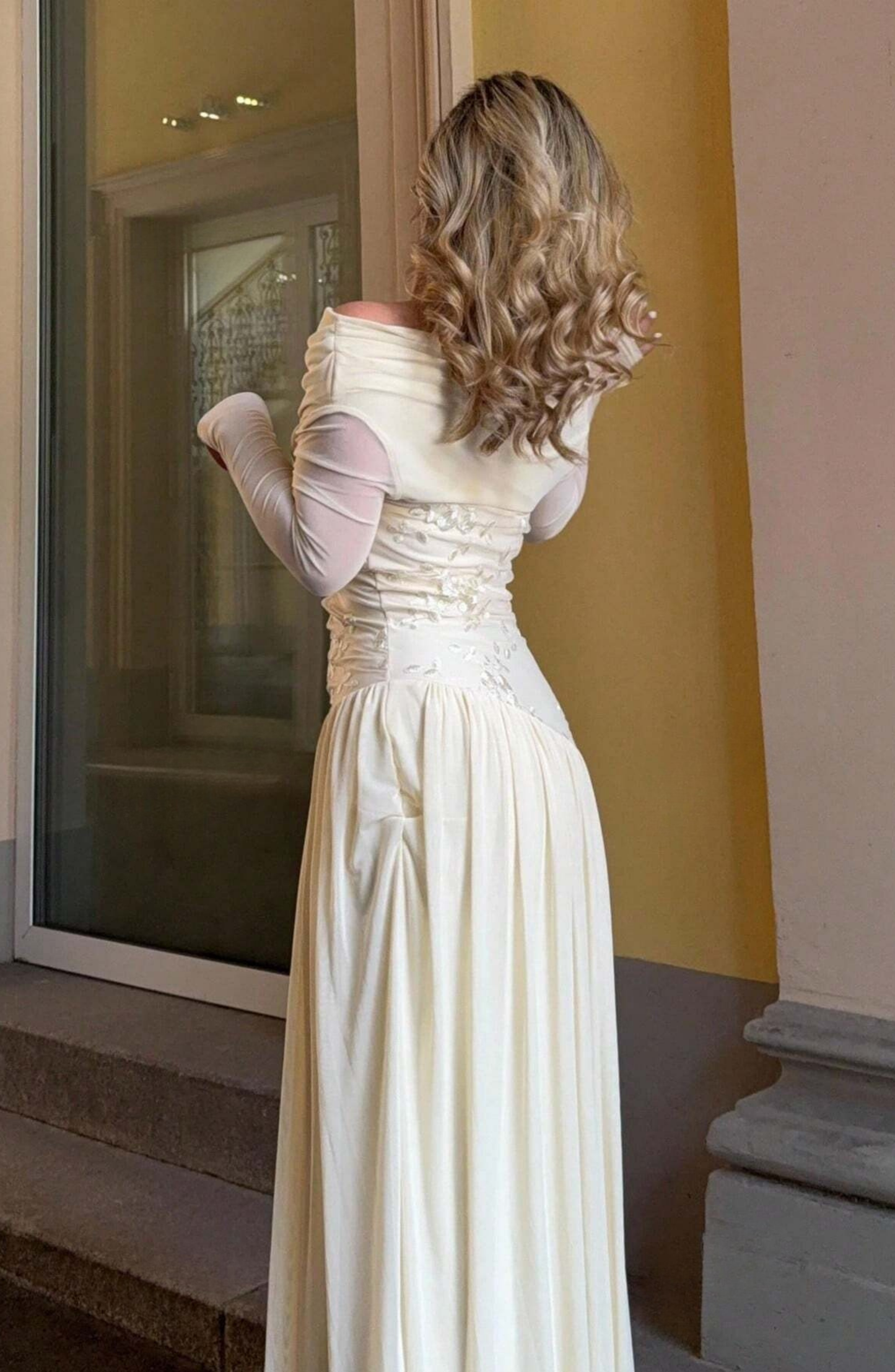 Off-Shoulder Embellished Gown