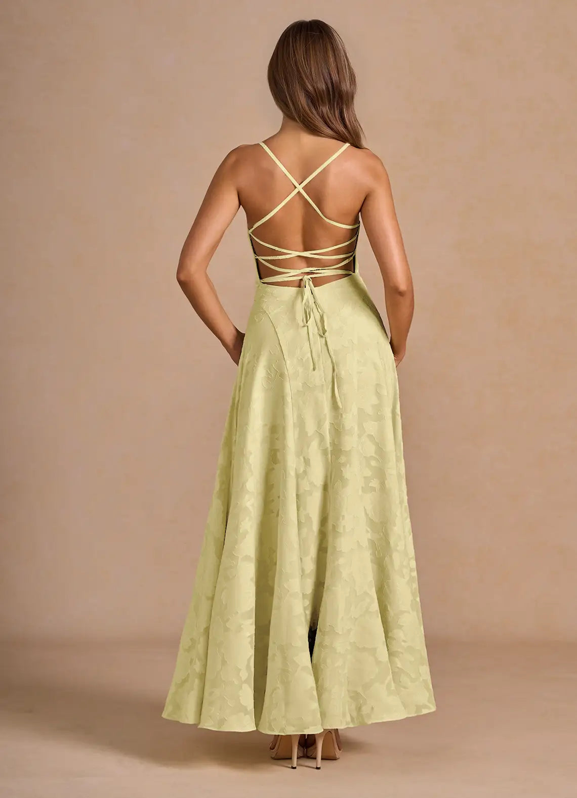 Jacquard Maxi Dress Lace-Up