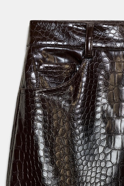 Croc-Effect Leather Set