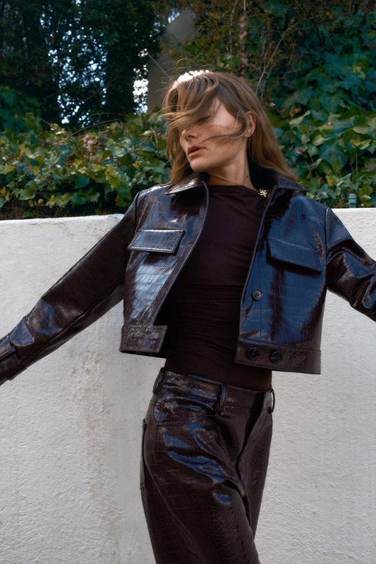 Croc-Effect Leather Set