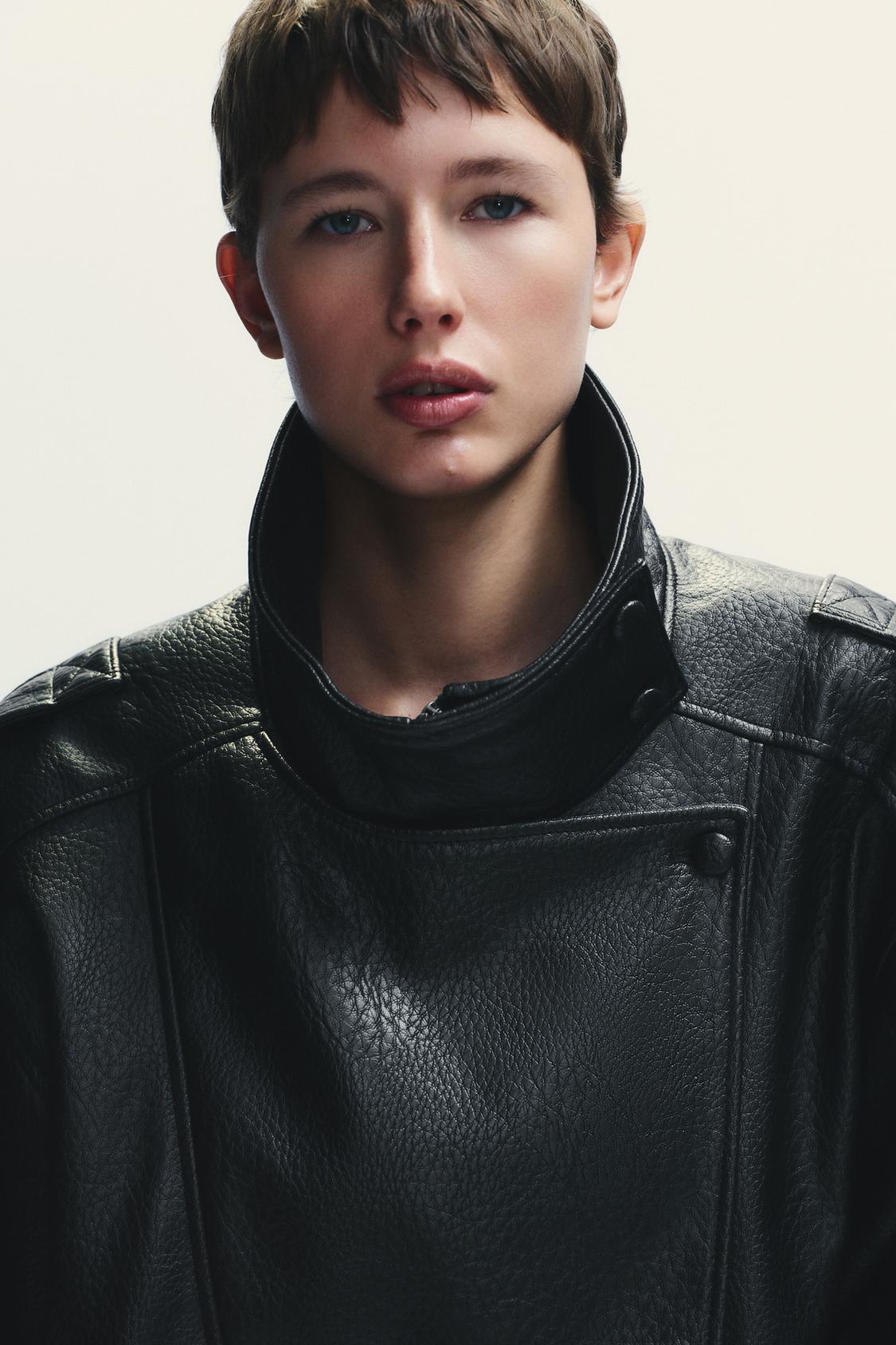 Oversized Leather Bomber Jacket