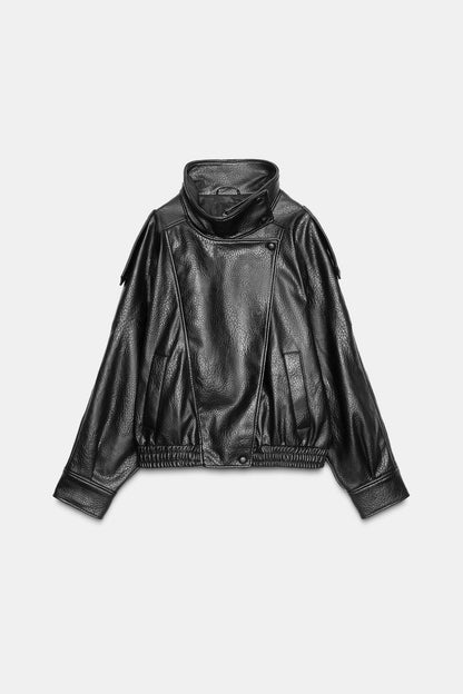 Oversized Leather Bomber Jacket