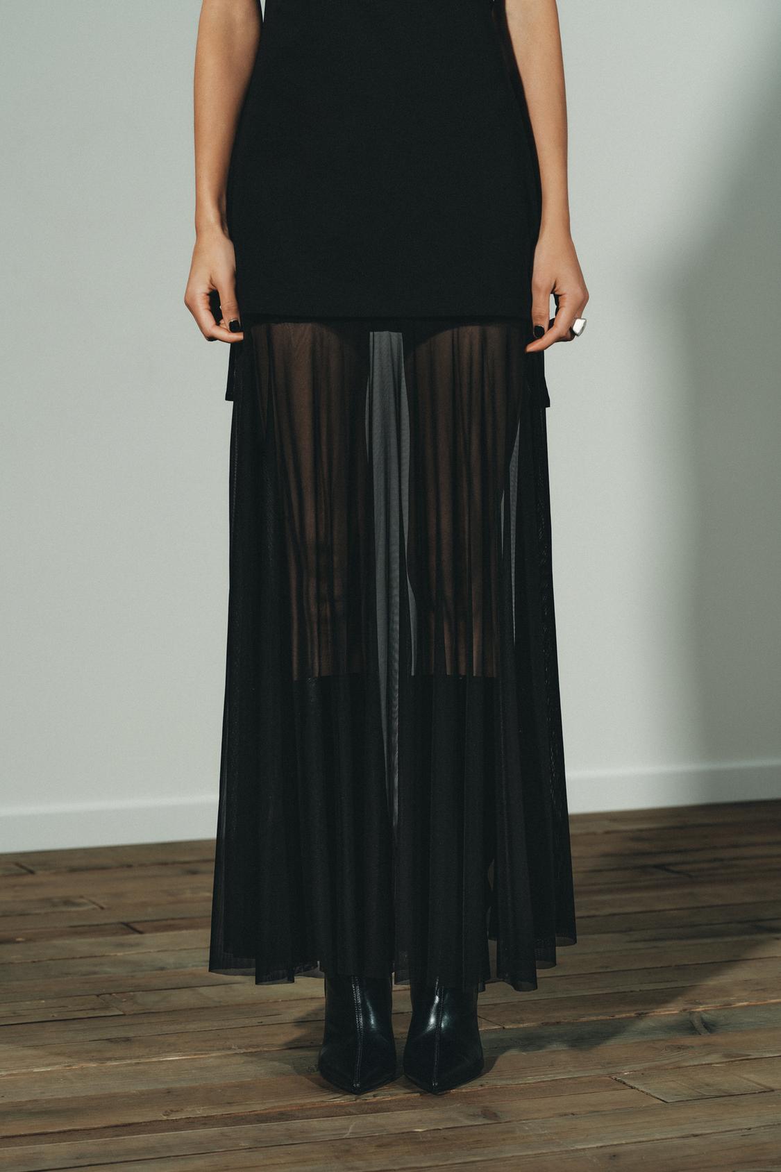 Twisted Strap Tulle Maxi Dress