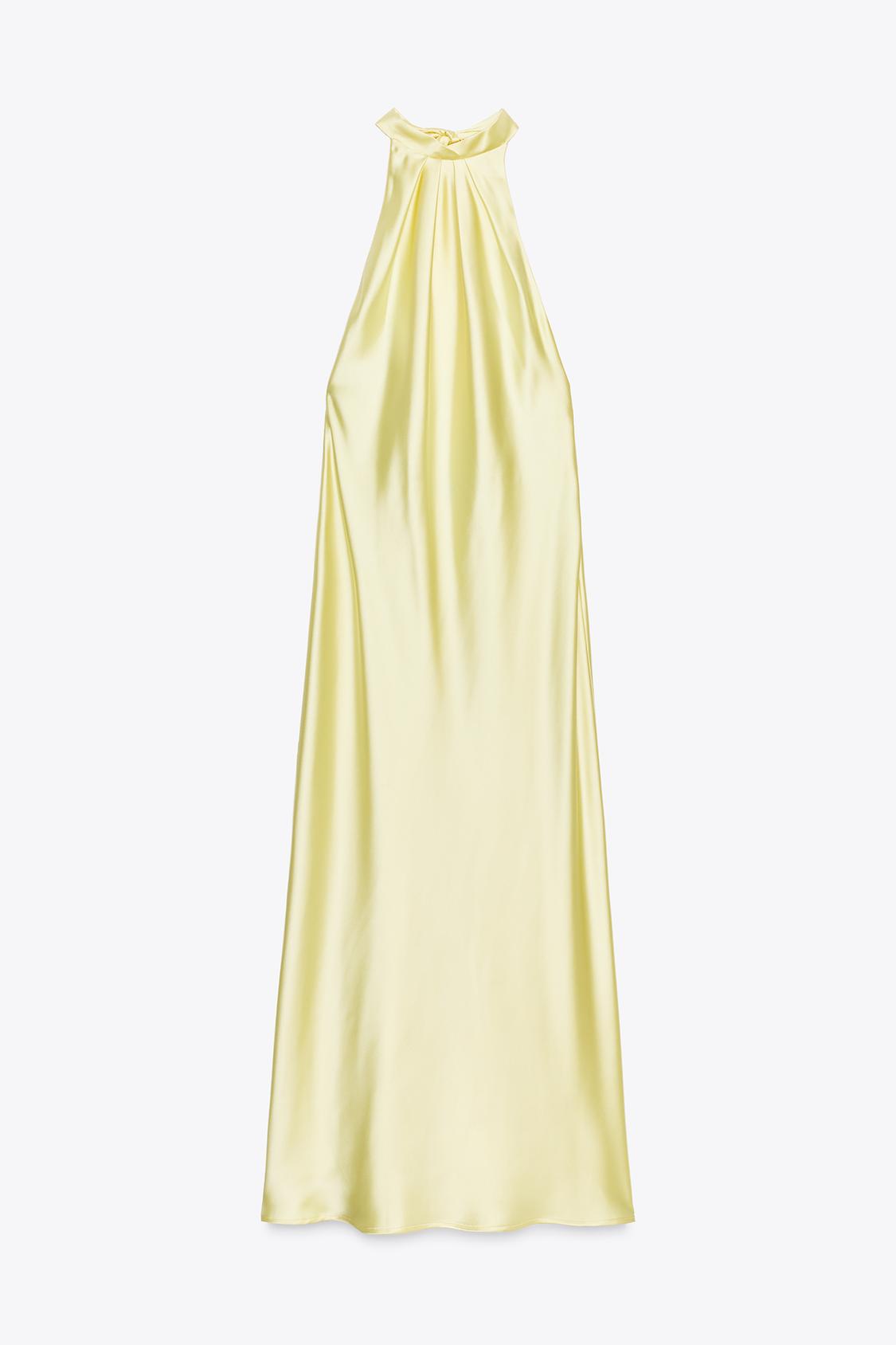 Halter Neck Satin Midi Dress