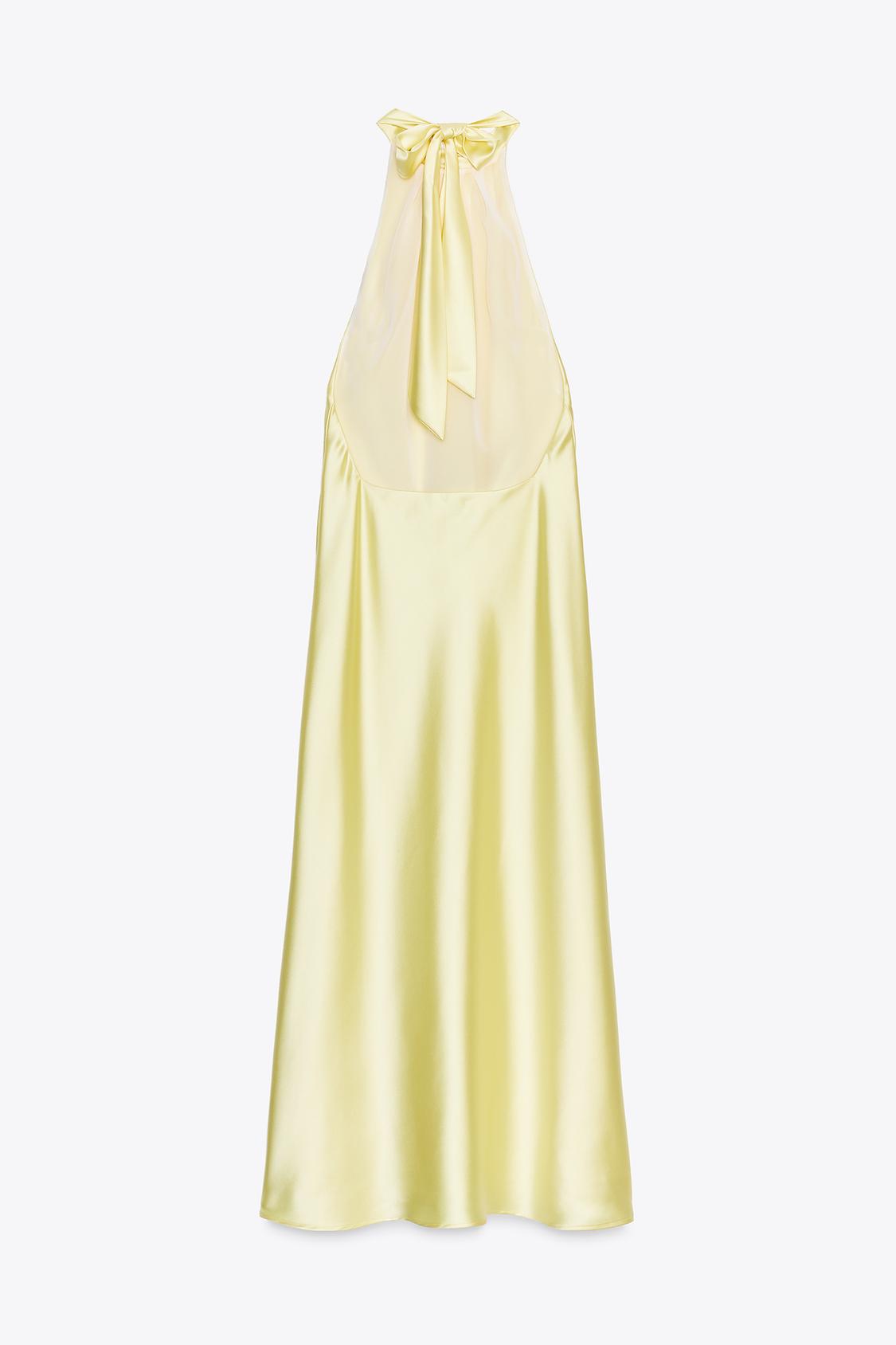 Halter Neck Satin Midi Dress