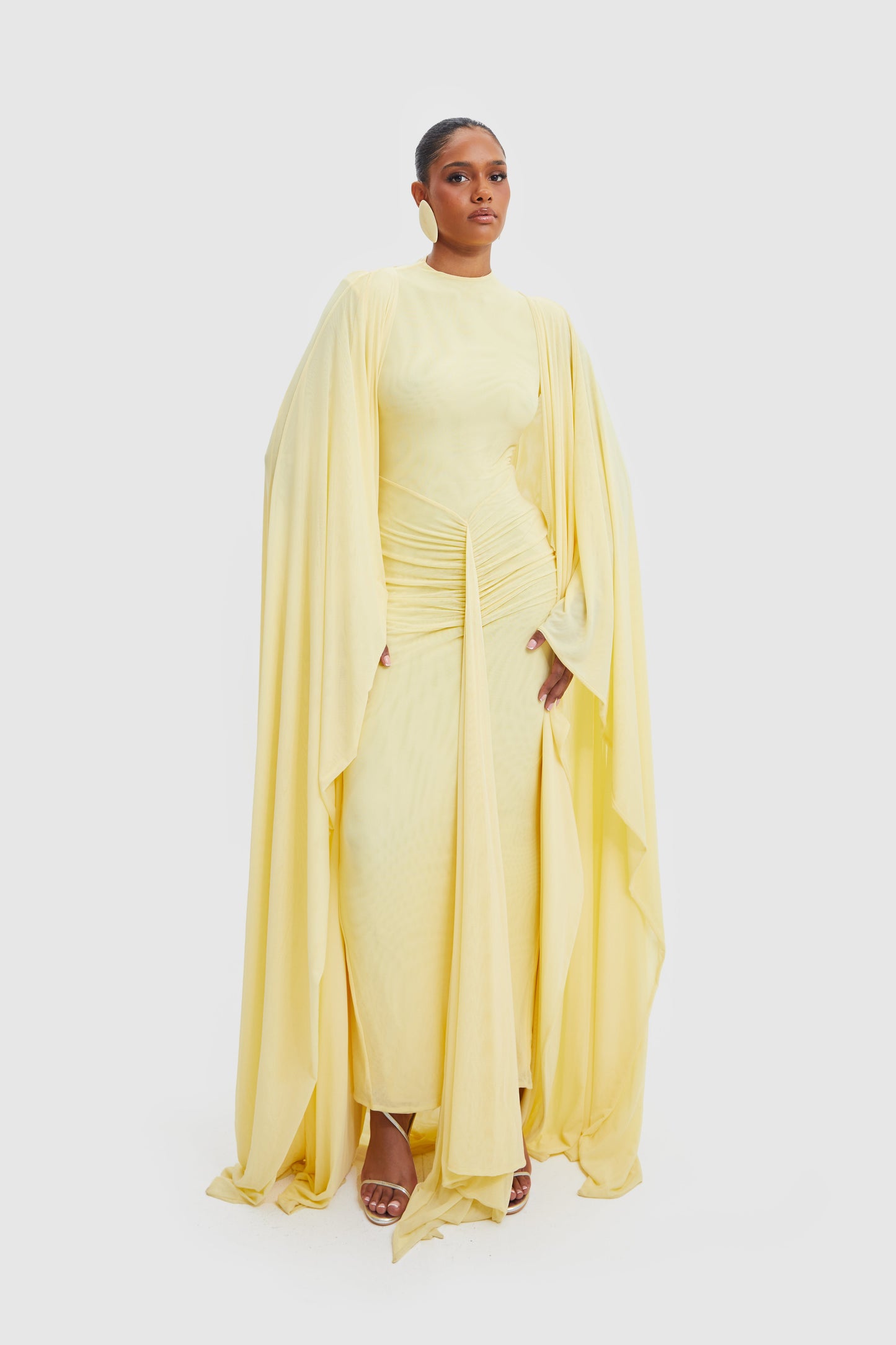 Draped Cape Maxi Dress