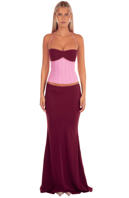 Color Block Halter Maxi Set