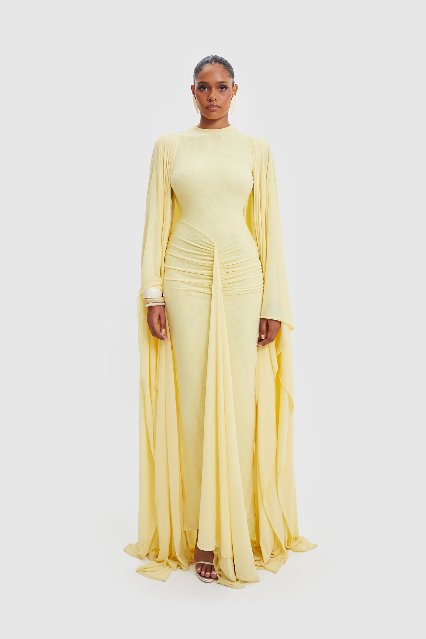 Draped Cape Maxi Dress