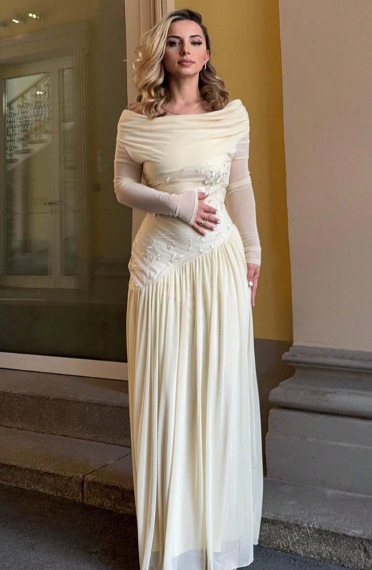 Off-Shoulder Embellished Gown