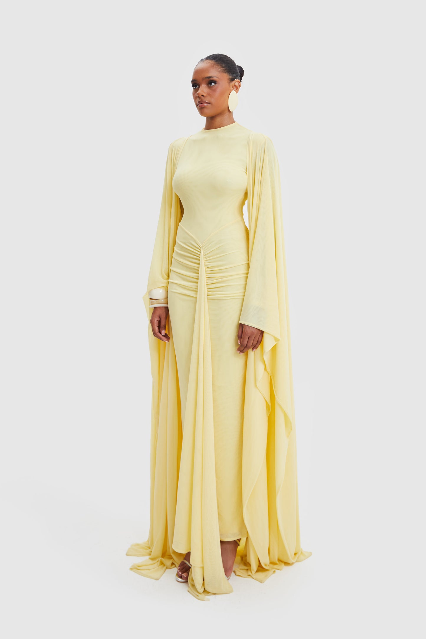 Draped Cape Maxi Dress