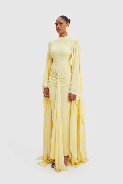 Draped Cape Maxi Dress