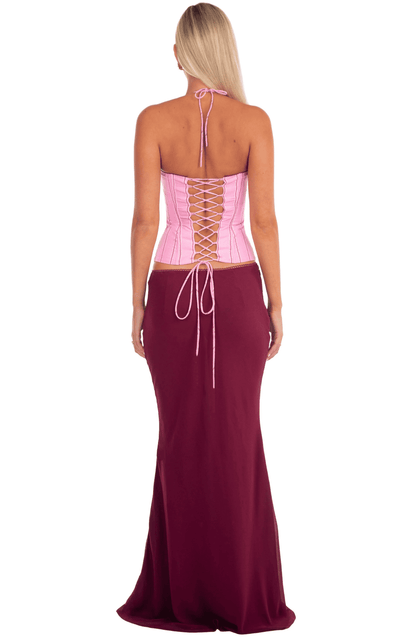 Color Block Halter Maxi Set