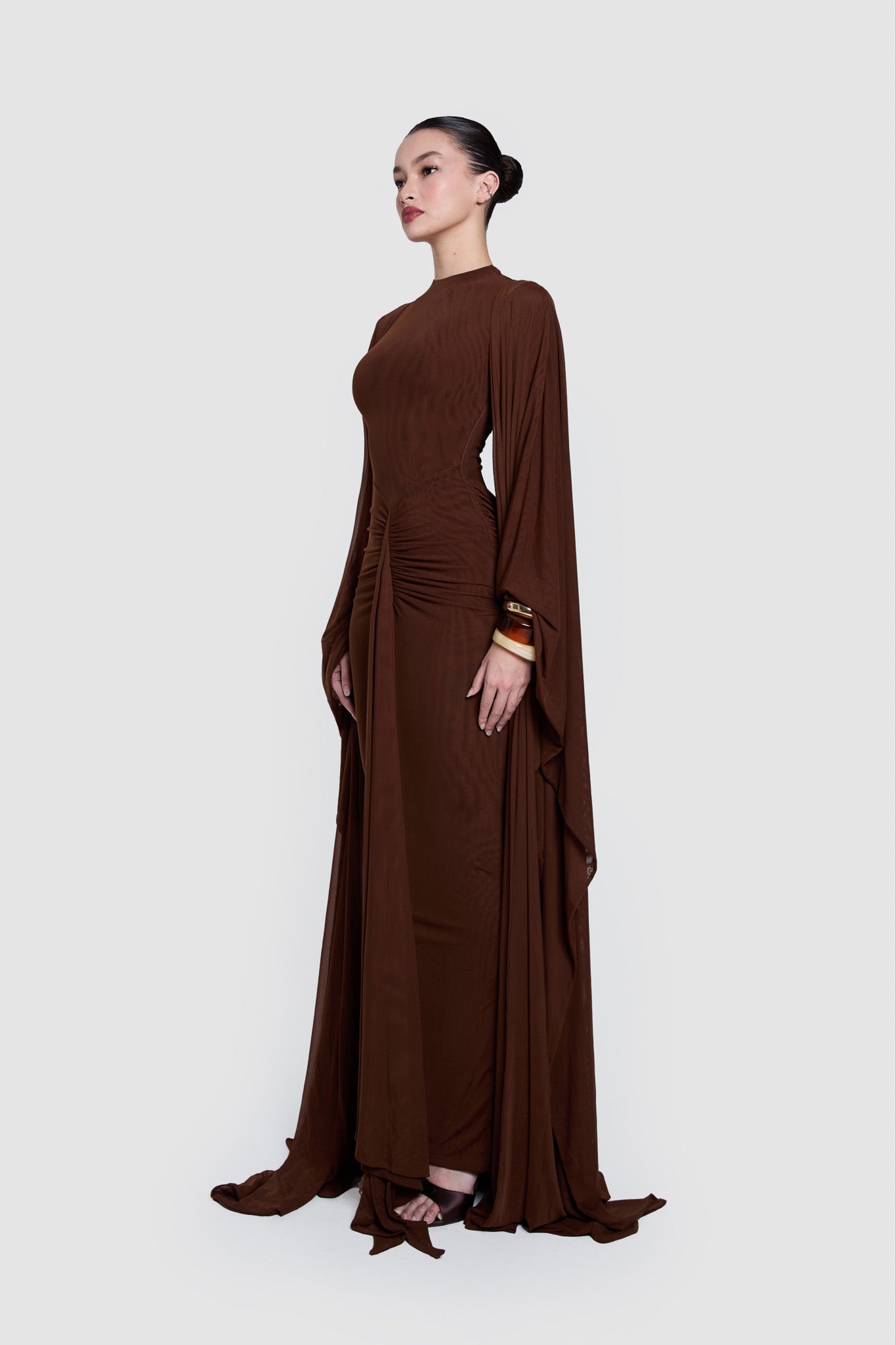 Draped Cape Maxi Dress