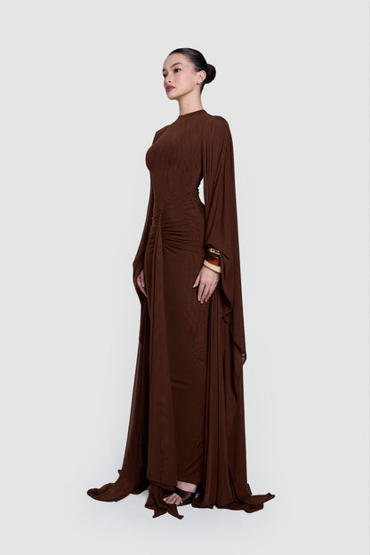 Draped Cape Maxi Dress