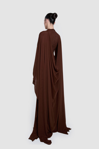 Draped Cape Maxi Dress