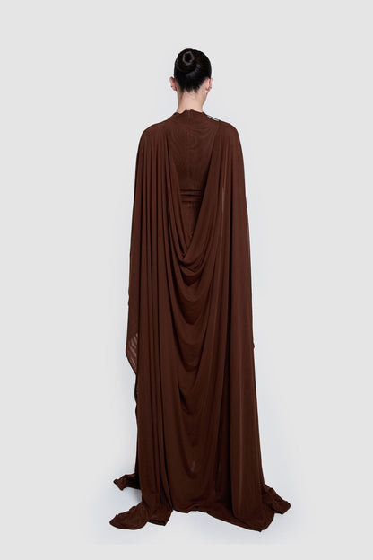 Draped Cape Maxi Dress