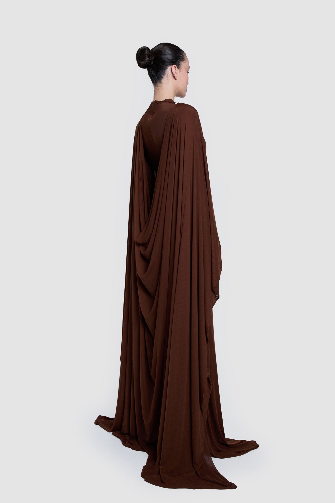 Draped Cape Maxi Dress