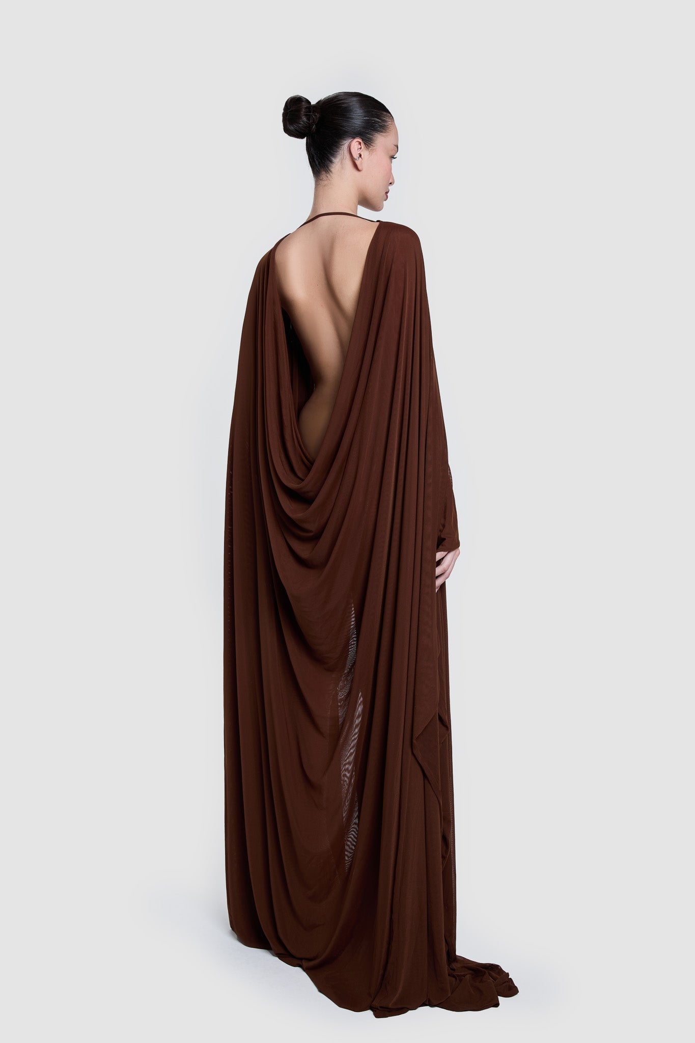 Draped Cape Maxi Dress