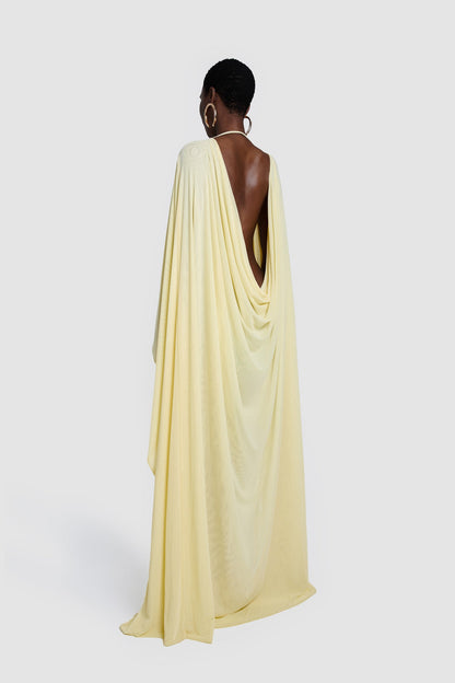 Draped Cape Maxi Dress