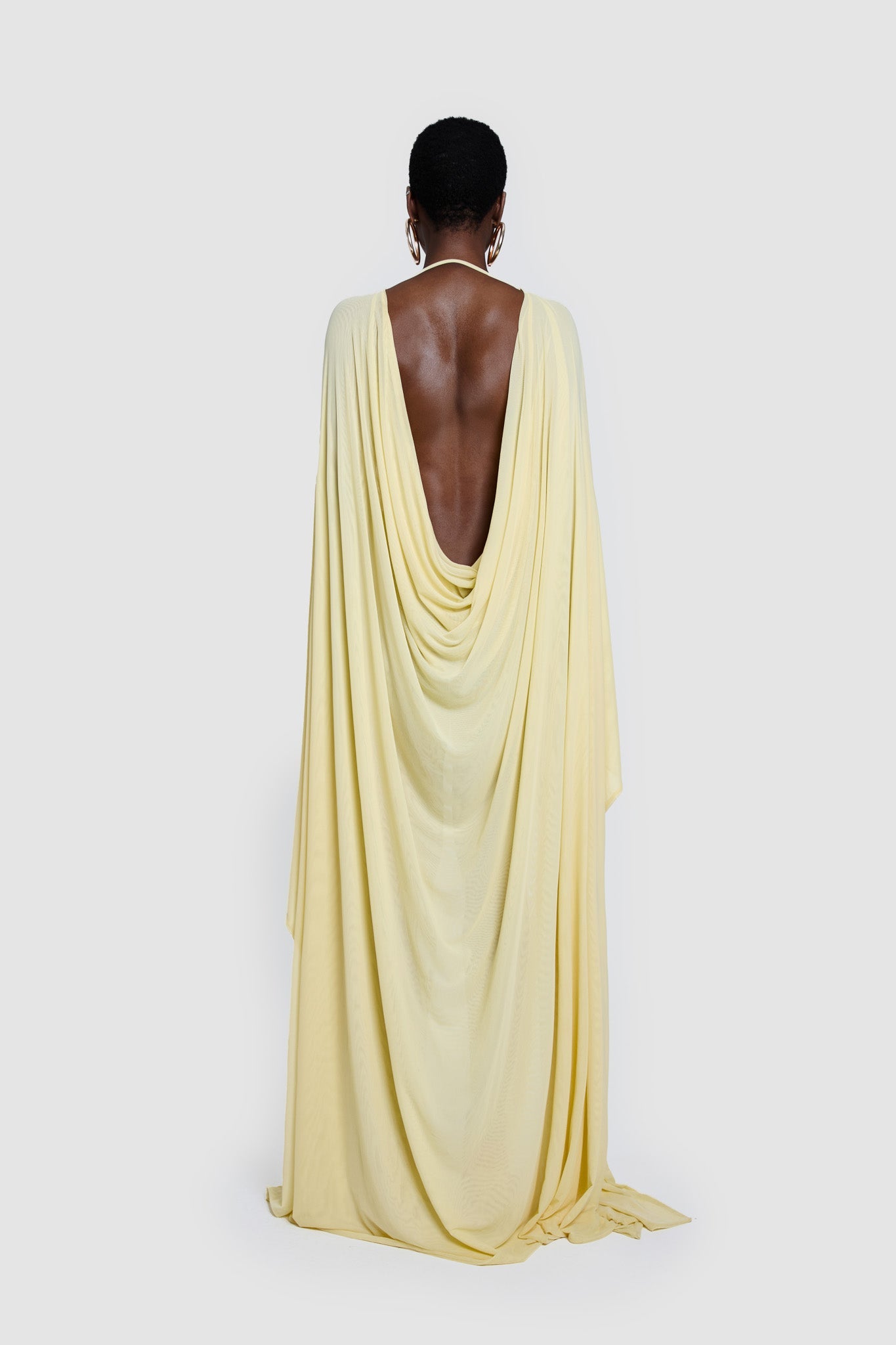 Draped Cape Maxi Dress