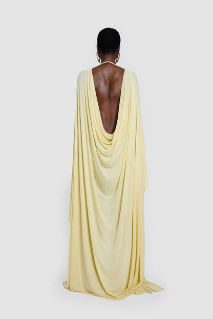 Draped Cape Maxi Dress