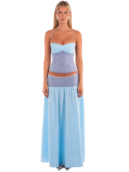 Color Block Halter Maxi Set